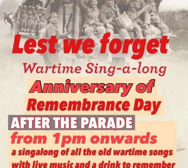 Remembrance Day War Time SingaLong with Dave Devereaux at The ASC Bar, Aldridge Social